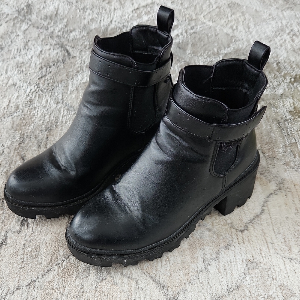 Black Slide In Boots, 2" Heel, Size 6 1/2